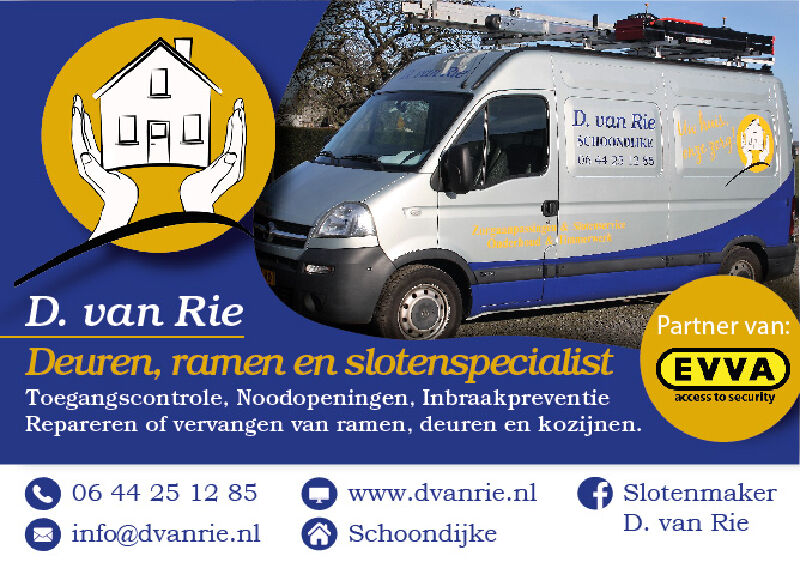 Foto van Slotenmaker D. van Rie Specialist in Sloten, Sleutels, Deuren, Ramen en Horren.